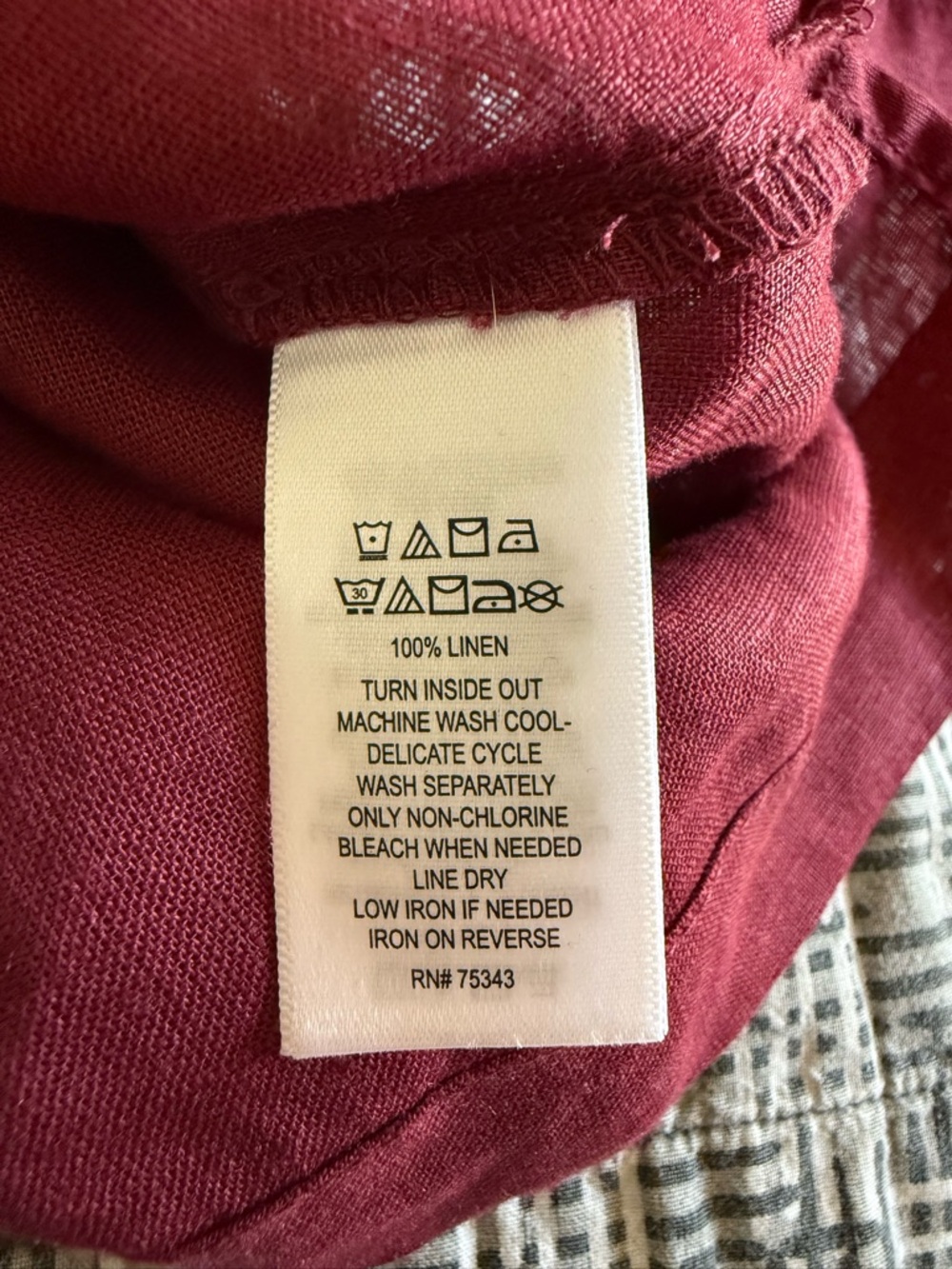 H by Halston 100% Linen Burgundy Boatneck Cropped Shirt Top Size XL Extra Large - Picture 6 of 10